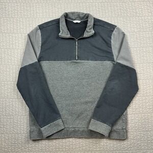 Calvin Klein 1/4 Zip Men's Small Black Grey Pullover Sweater Preppy‎ Sweatshirt